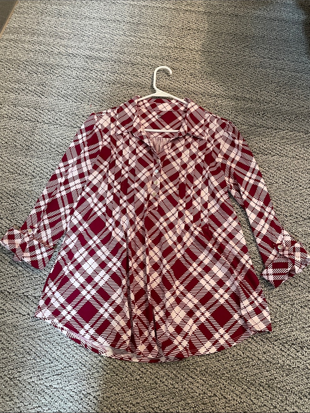 Kim Rogers Red and White Plaid Blouse